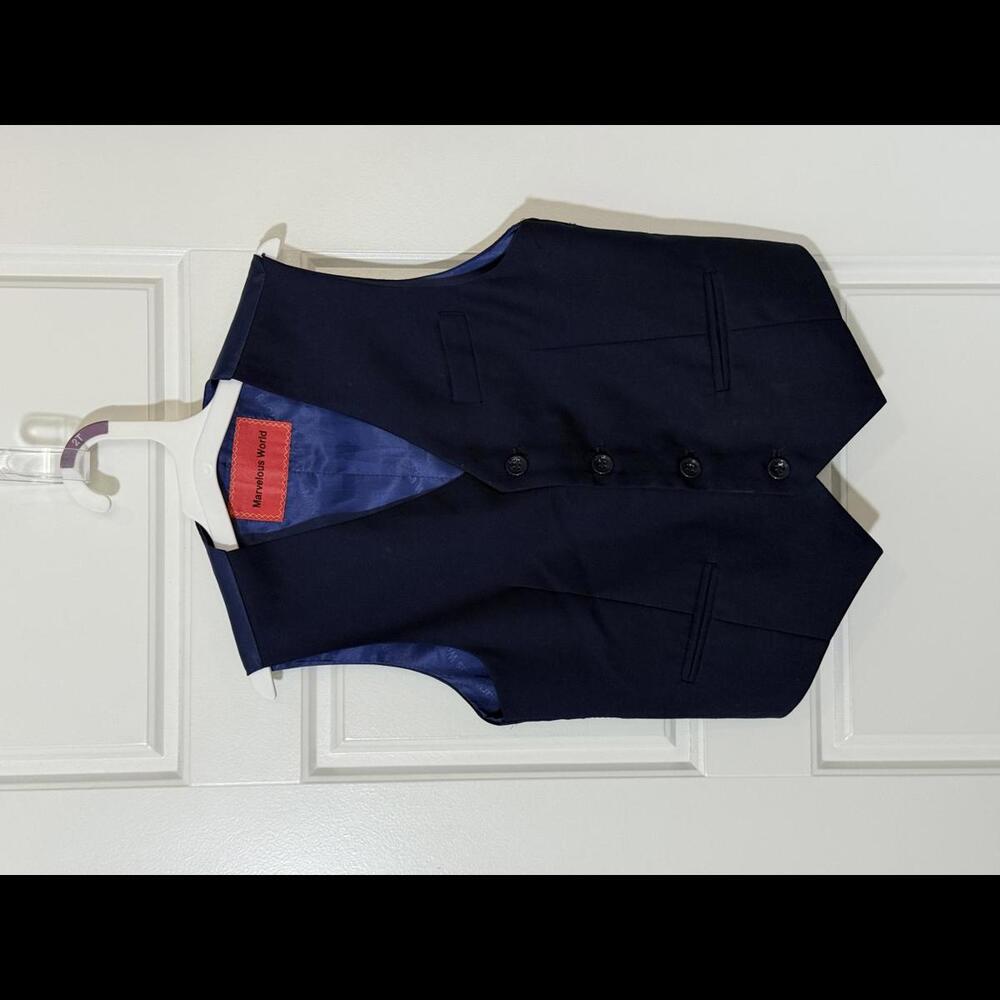 Marvelous World Boys Suits 2 Piece Set of Vest Pants for Kids Size 6 Navy Blue
